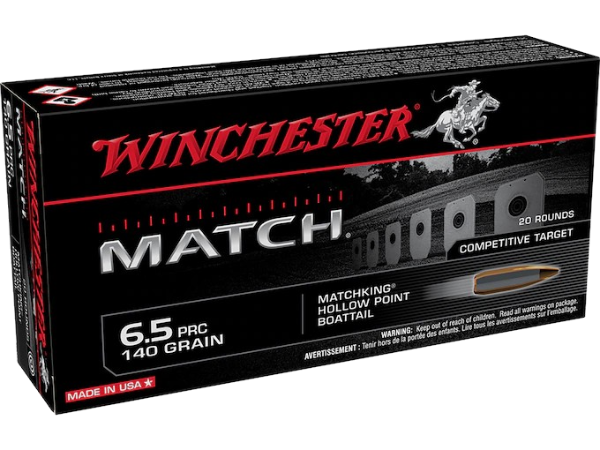 Winchester Match Ammunition 6.5 PRC 140 Grain Sierra MatchKing Hollow Point Boat Tail